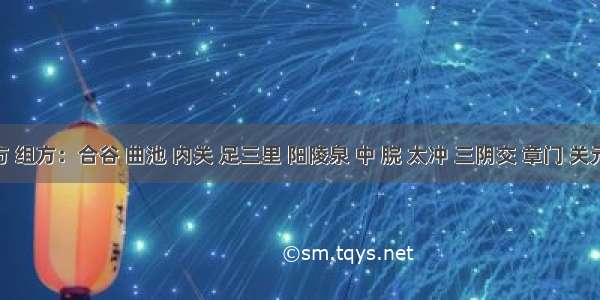 十全大补方 组方：合谷 曲池 内关 足三里 阳陵泉 中 脘 太冲 三阴交 章门 关元 穴解：...