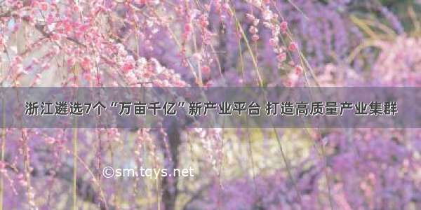 浙江遴选7个“万亩千亿”新产业平台 打造高质量产业集群