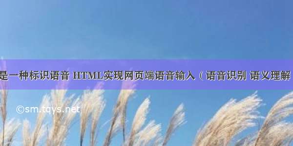 HTML是一种标识语音 HTML实现网页端语音输入（语音识别 语义理解 olami）