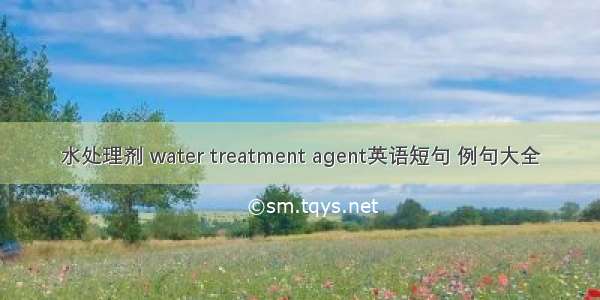 水处理剂 water treatment agent英语短句 例句大全