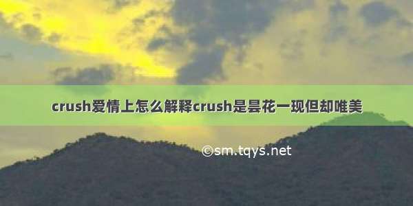 crush爱情上怎么解释crush是昙花一现但却唯美