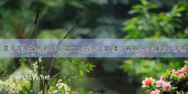 夏天夜里燥热易失眠 隔三差五吃这菜 清心养神 一觉睡到大天亮