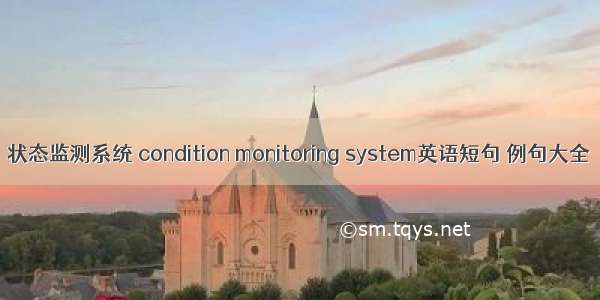 状态监测系统 condition monitoring system英语短句 例句大全