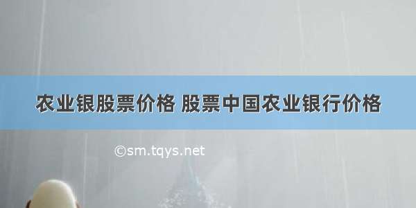 农业银股票价格 股票中国农业银行价格