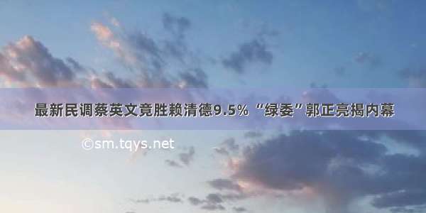 最新民调蔡英文竟胜赖清德9.5% “绿委”郭正亮揭内幕