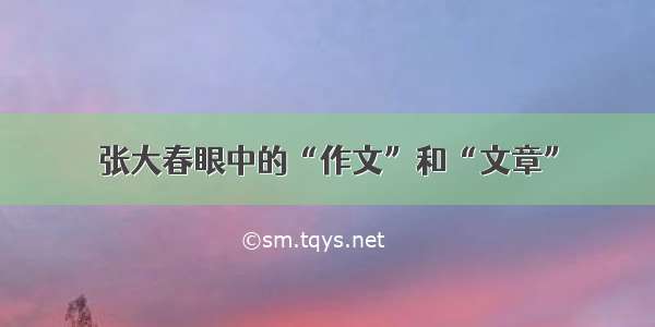 张大春眼中的“作文”和“文章”