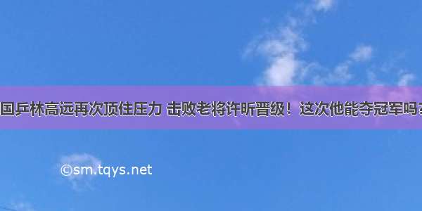 国乒林高远再次顶住压力 击败老将许昕晋级！这次他能夺冠军吗？