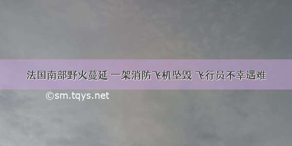 法国南部野火蔓延 一架消防飞机坠毁 飞行员不幸遇难