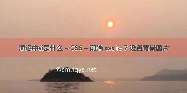 海运中si是什么 – CSS – 前端 css ie 7 设置背景图片