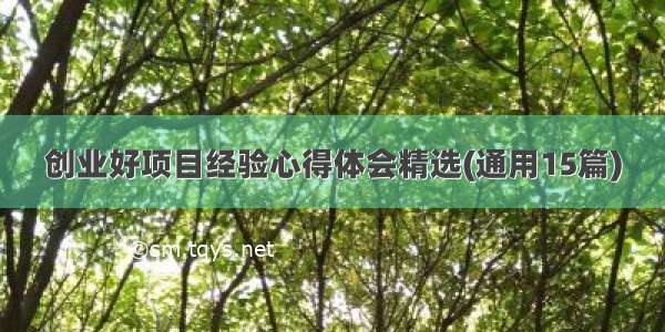 创业好项目经验心得体会精选(通用15篇)