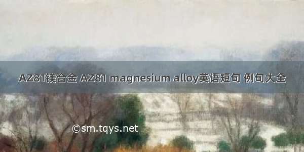 AZ81镁合金 AZ81 magnesium alloy英语短句 例句大全