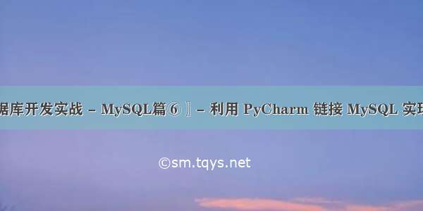 〖Python 数据库开发实战 - MySQL篇⑥〗- 利用 PyCharm 链接 MySQL 实现数据库可视化