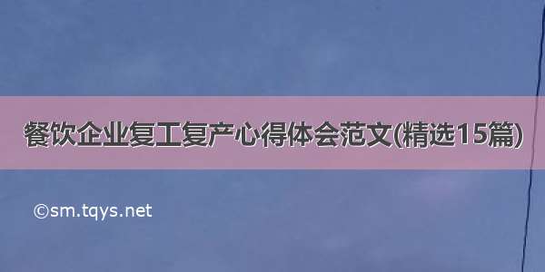 餐饮企业复工复产心得体会范文(精选15篇)