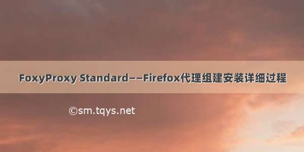 FoxyProxy Standard——Firefox代理组建安装详细过程