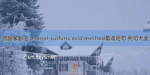 硫酸苯酚法 phenol-sulfuric acid method英语短句 例句大全