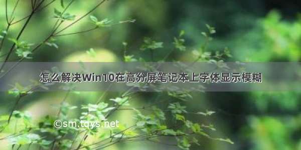 怎么解决Win10在高分屏笔记本上字体显示模糊