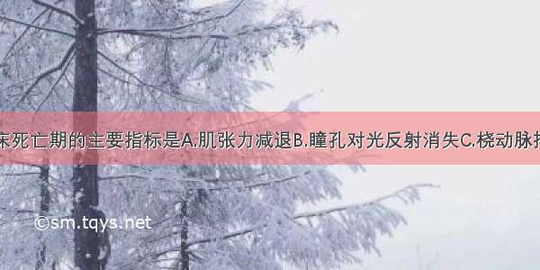 判断患者临床死亡期的主要指标是A.肌张力减退B.瞳孔对光反射消失C.桡动脉搏动不可触及