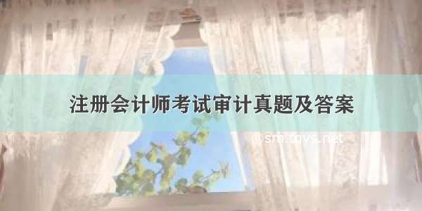 注册会计师考试审计真题及答案