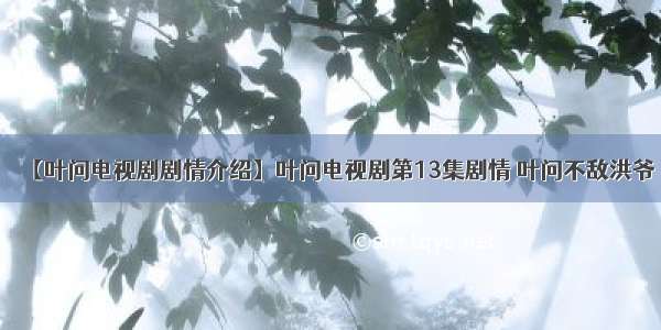 【叶问电视剧剧情介绍】叶问电视剧第13集剧情 叶问不敌洪爷