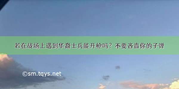 若在战场上遇到华裔士兵能开枪吗？不要吝啬你的子弹