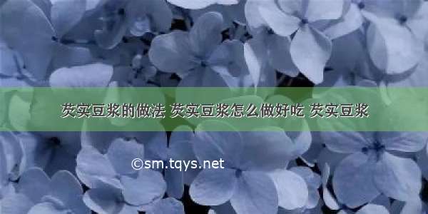 芡实豆浆的做法 芡实豆浆怎么做好吃 芡实豆浆