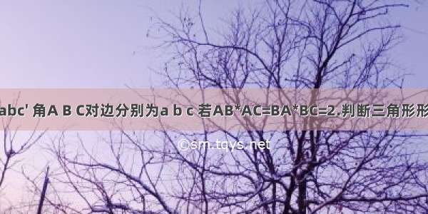 三角形abc' 角A B C对边分别为a b c 若AB*AC=BA*BC=2.判断三角形形状 说明