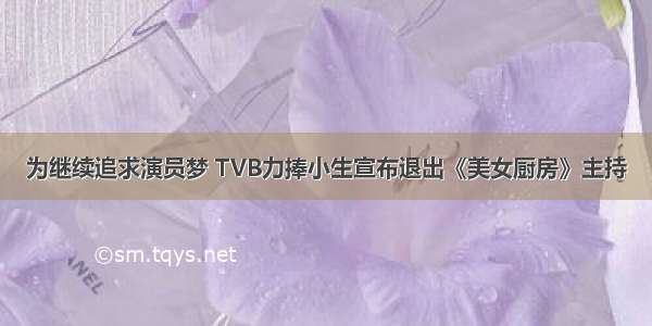 为继续追求演员梦 TVB力捧小生宣布退出《美女厨房》主持