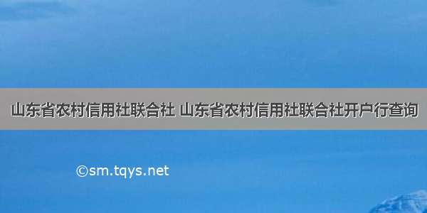 山东省农村信用社联合社 山东省农村信用社联合社开户行查询