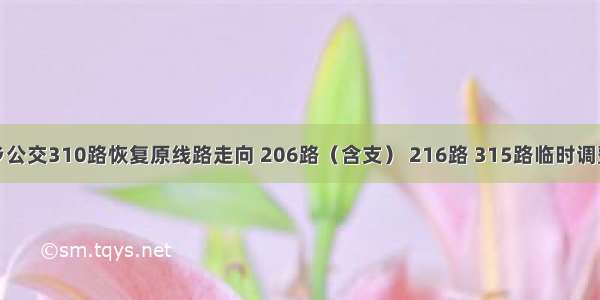 关于城乡公交310路恢复原线路走向 206路（含支） 216路 315路临时调整的公告