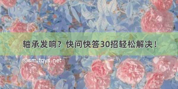 轴承发响？快问快答30招轻松解决！