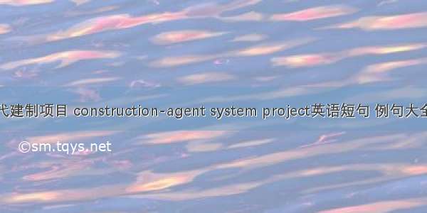 代建制项目 construction-agent system project英语短句 例句大全