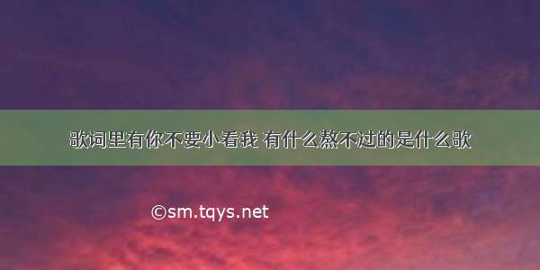 歌词里有你不要小看我 有什么熬不过的是什么歌