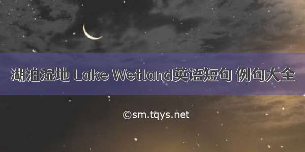 湖泊湿地 Lake Wetland英语短句 例句大全