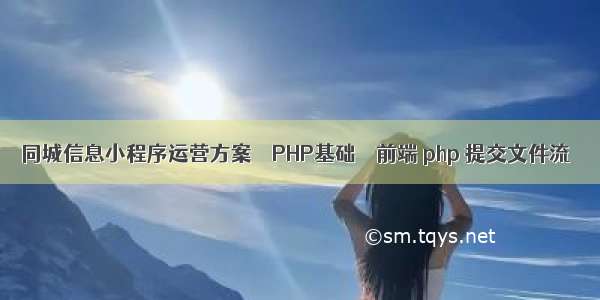 同城信息小程序运营方案 – PHP基础 – 前端 php 提交文件流