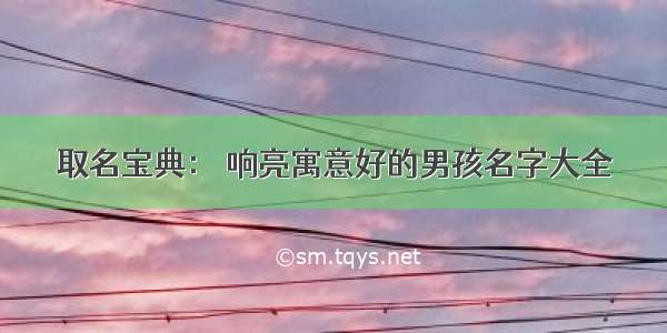 取名宝典： 响亮寓意好的男孩名字大全