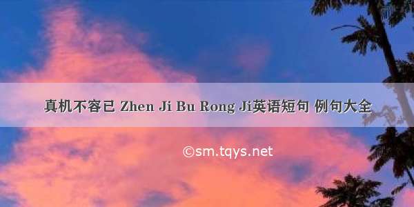 真机不容已 Zhen Ji Bu Rong Ji英语短句 例句大全