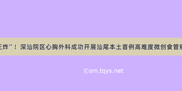 开局即“王炸”！深汕院区心胸外科成功开展汕尾本土首例高难度微创食管癌根治手术