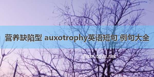 营养缺陷型 auxotrophy英语短句 例句大全