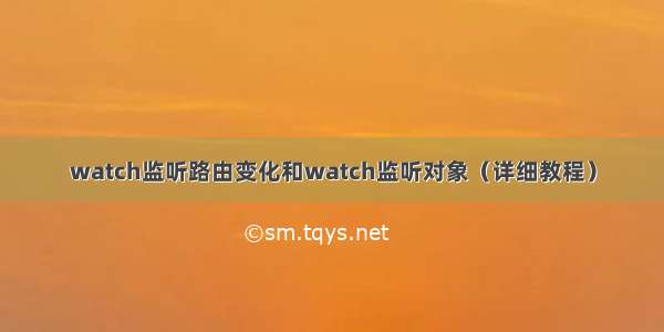 watch监听路由变化和watch监听对象（详细教程）