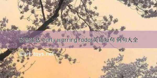 预警雷达 early warning radar英语短句 例句大全