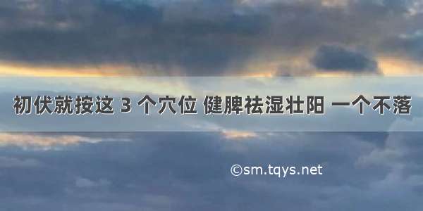 初伏就按这 3 个穴位 健脾祛湿壮阳 一个不落