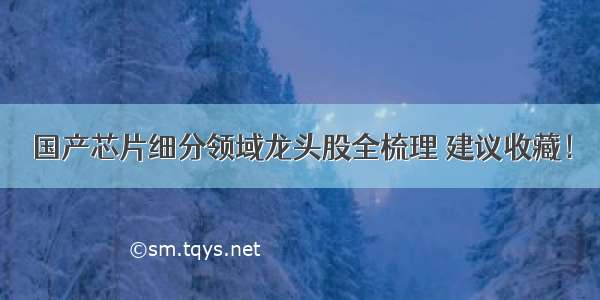 国产芯片细分领域龙头股全梳理 建议收藏！