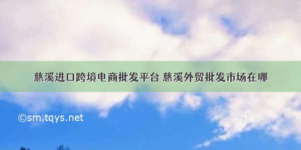 慈溪进口跨境电商批发平台 慈溪外贸批发市场在哪