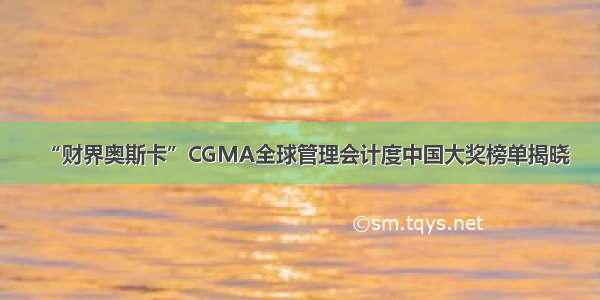 “财界奥斯卡”CGMA全球管理会计度中国大奖榜单揭晓