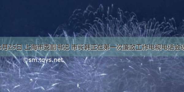 单选题3月25日 上海市委副书记 市长韩正在第一次廉政工作电视电话会议上海分