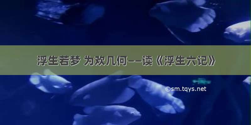 浮生若梦 为欢几何——读《浮生六记》