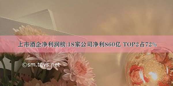 上市酒企净利润榜:18家公司净利860亿 TOP2占72%