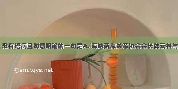 下列各句中 没有语病且句意明确的一句是A. 海峡两岸关系协会会长陈云林与台湾海峡交