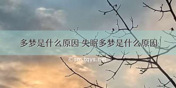 多梦是什么原因 失眠多梦是什么原因