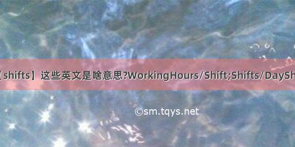 【shifts】这些英文是啥意思?WorkingHours/Shift;Shifts/DayShi...